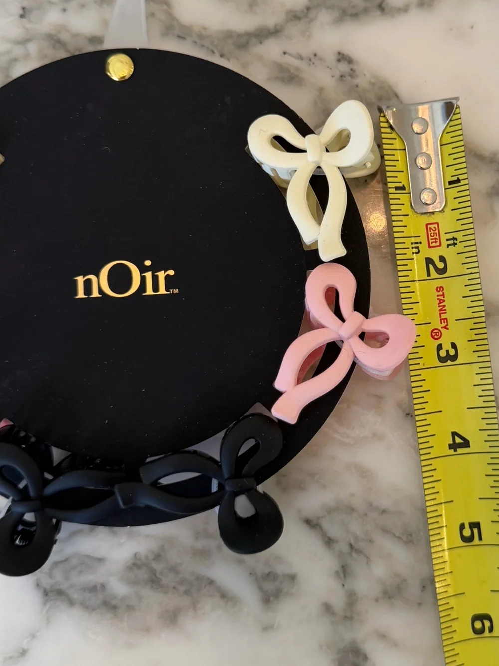 NWT nOir Coquette Bow Hair Claw Clips Set of 6 Pink Black Ivory Small Clips
